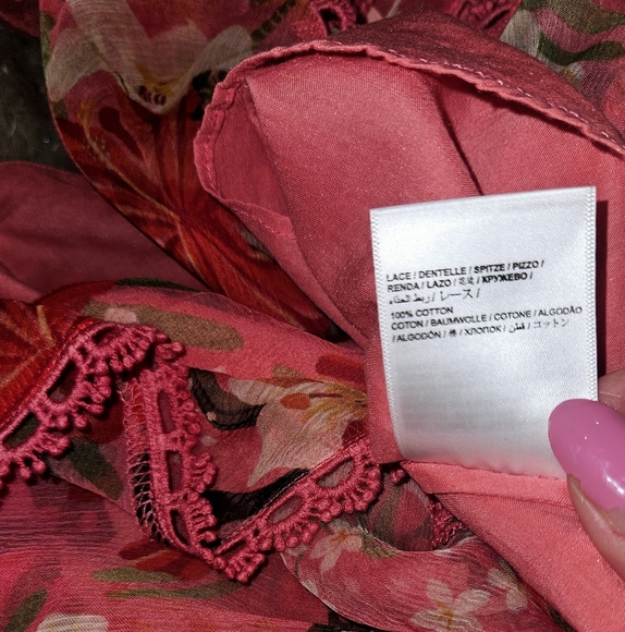 NWT Farm Rio Pink Lace Trim Top - Picture 13 of 14